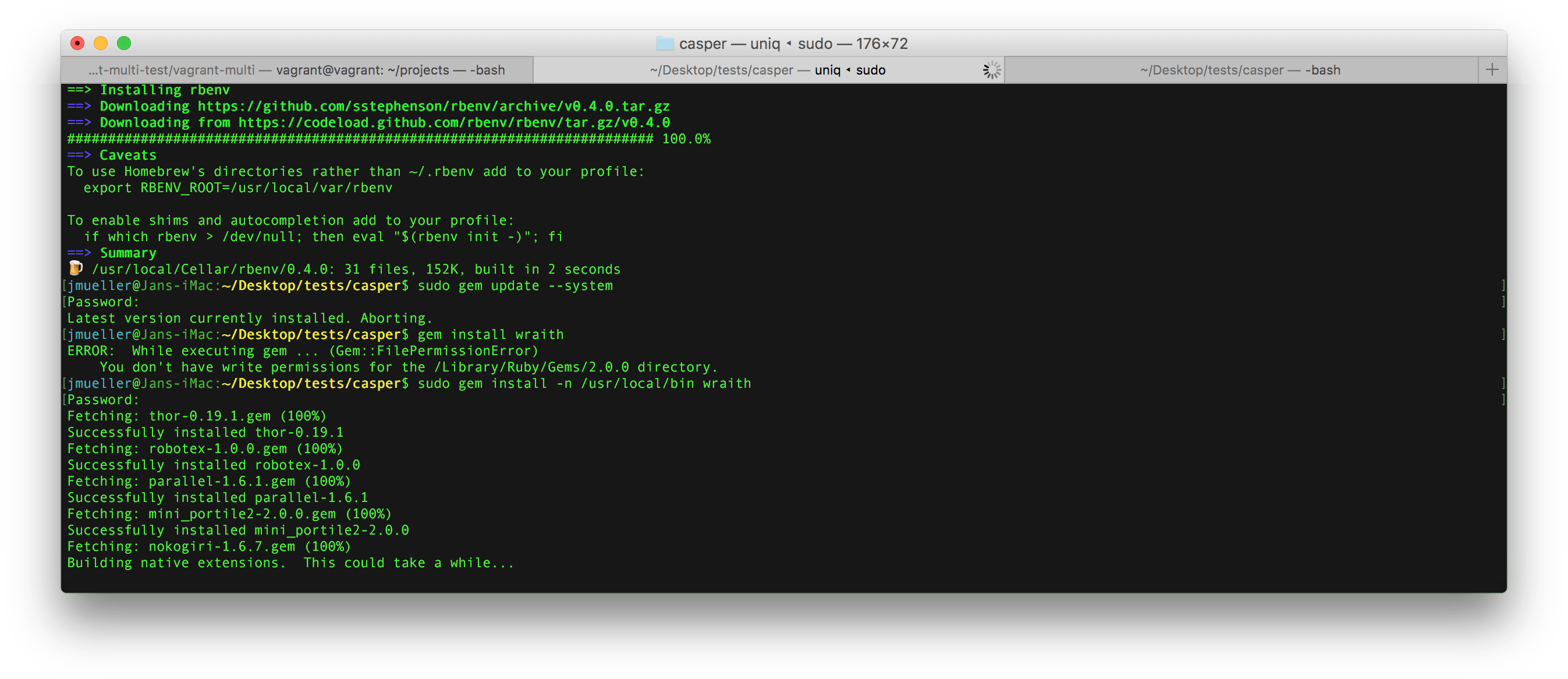 Ruby Gem Execution mit Fehler FilePermissionError auf OSX beheben